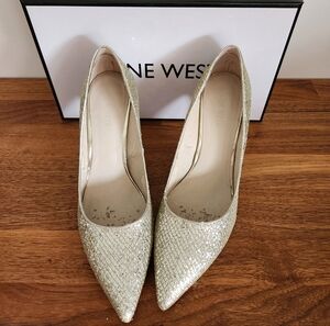 Nine West Sparkling Gold Pointed-Toe Pumps